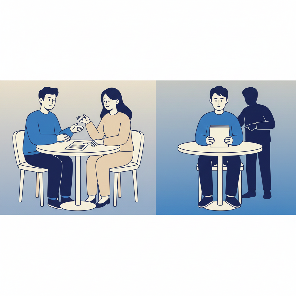 권고사직과 부당해고 비교 일러스트