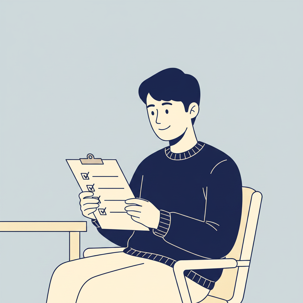 회식 자가진단 4문항 체크리스트 일러스트
