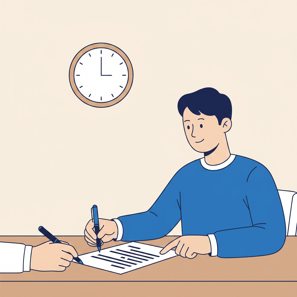 근로감독관 조사 단계 진술조서 작성 일러스트