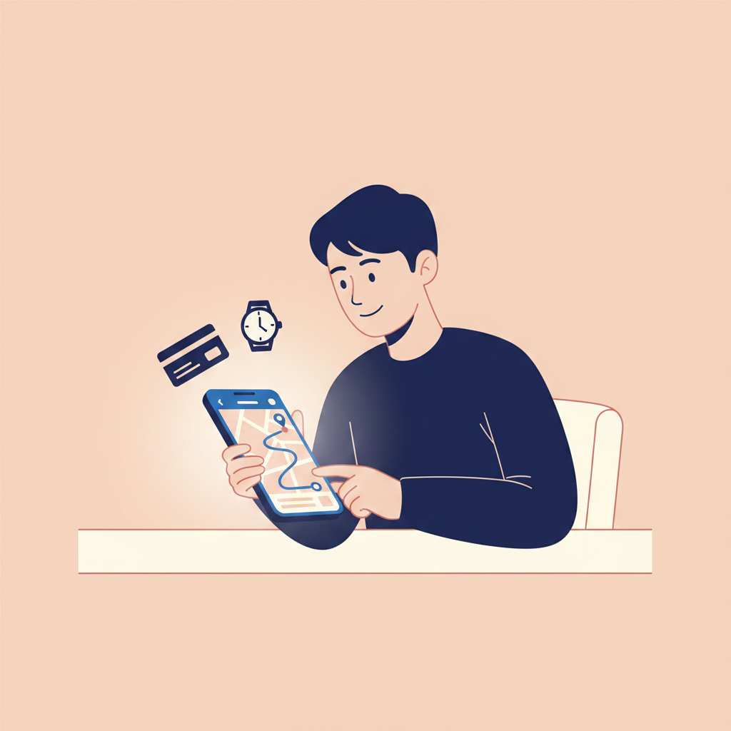 평소 출퇴근 경로를 지도 위에 표시하는 모습