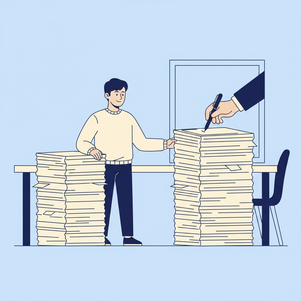 공상 합의서를 검토하는 직장인 일러스트